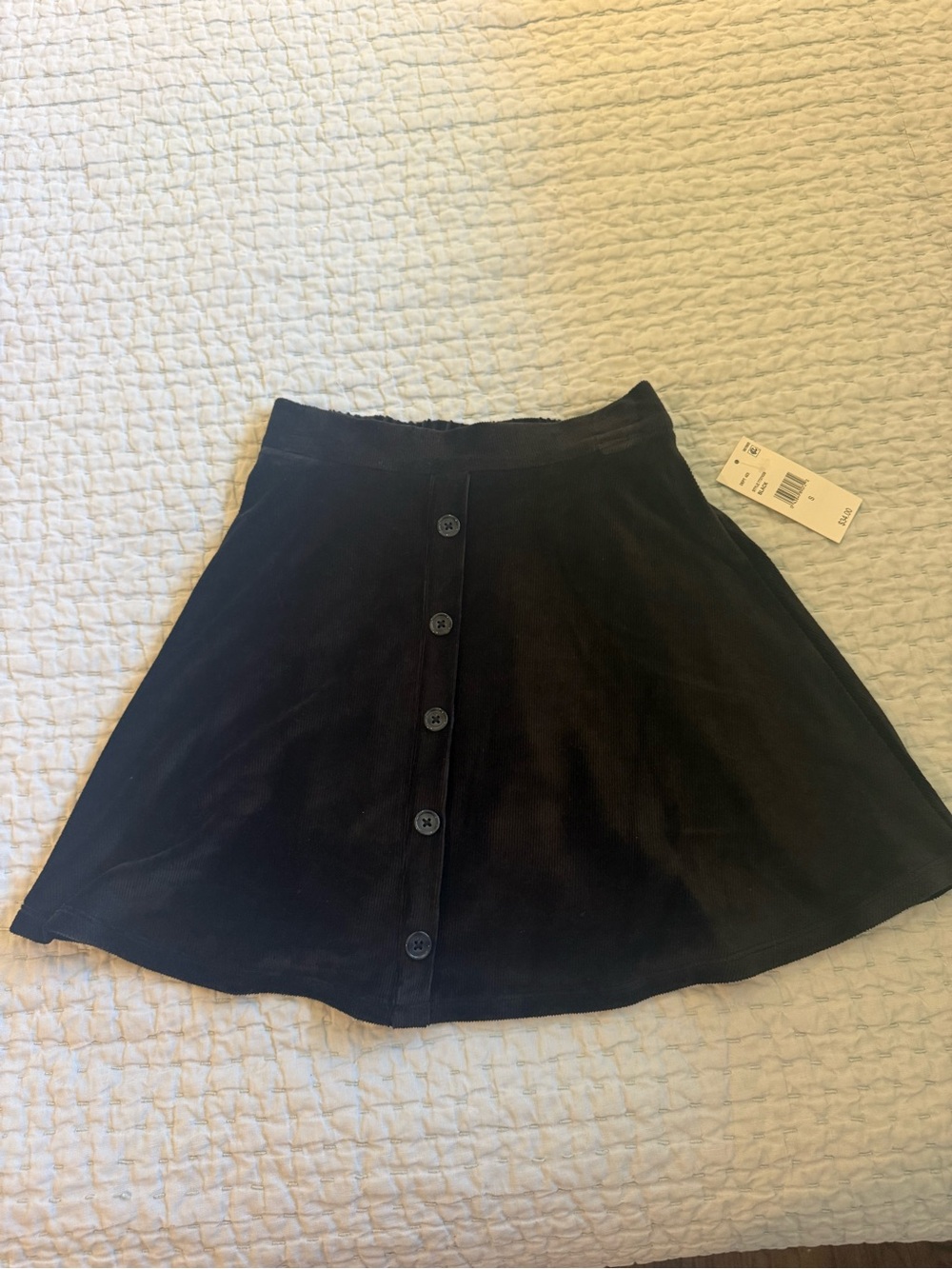 Amy Byer Black Button-Front Skater Skirt